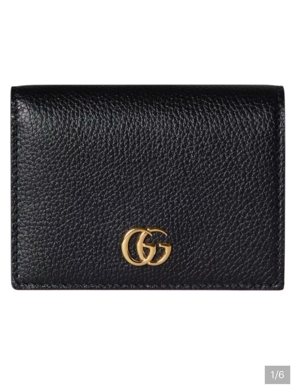 Gucci Marmont Black Leather Card Holder with Gold GG Logo